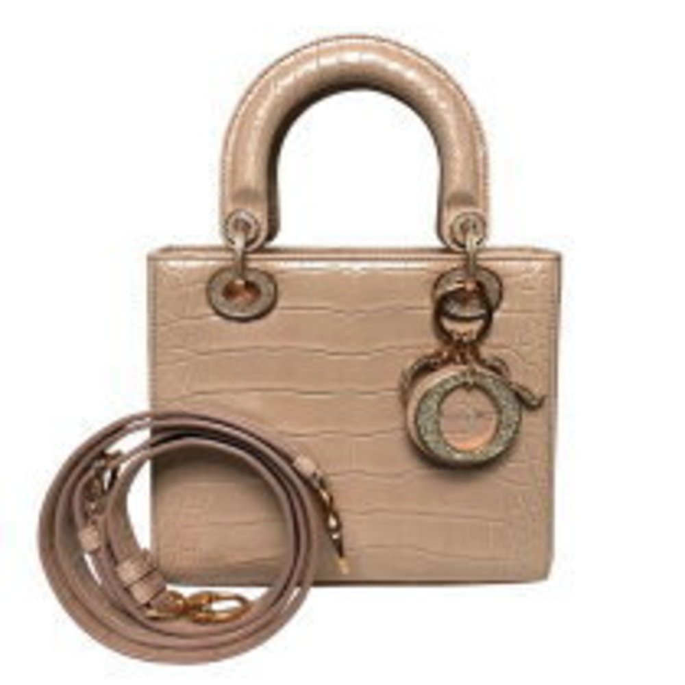 Dior Beige Crocodile Handbag Christian Pink Lady - Picture 2 of 7